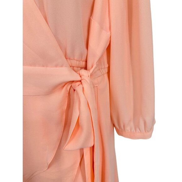 Torrid Pink Georgette Wrap Tunic Blouse High Low Hem Size 1X - Picture 4 of 11